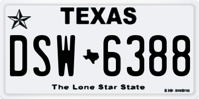 TX license plate DSW6388