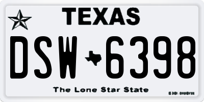 TX license plate DSW6398