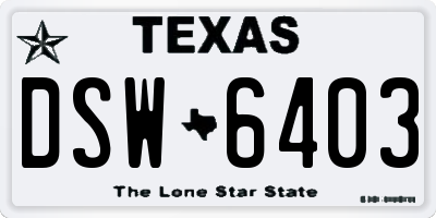 TX license plate DSW6403