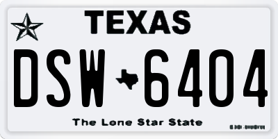 TX license plate DSW6404