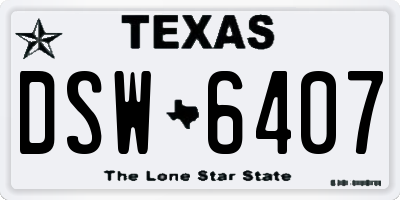 TX license plate DSW6407