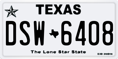 TX license plate DSW6408