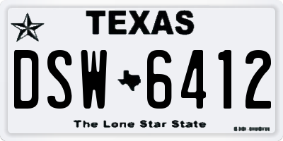 TX license plate DSW6412