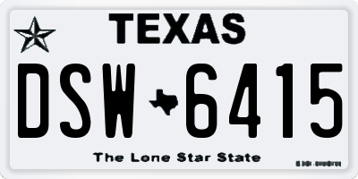 TX license plate DSW6415