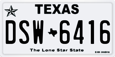 TX license plate DSW6416