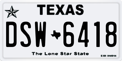 TX license plate DSW6418