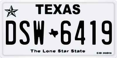 TX license plate DSW6419