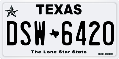 TX license plate DSW6420