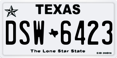 TX license plate DSW6423