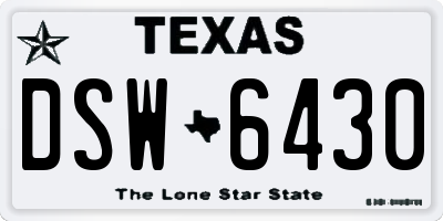 TX license plate DSW6430