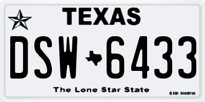 TX license plate DSW6433