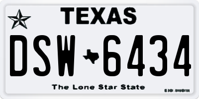 TX license plate DSW6434