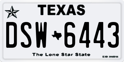 TX license plate DSW6443