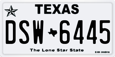 TX license plate DSW6445