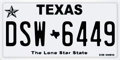 TX license plate DSW6449