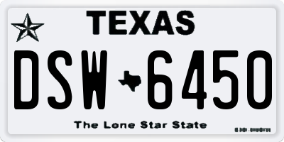 TX license plate DSW6450