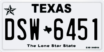TX license plate DSW6451