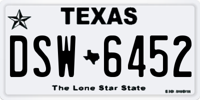TX license plate DSW6452