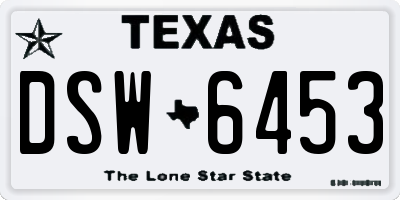 TX license plate DSW6453