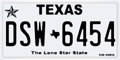 TX license plate DSW6454