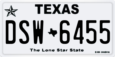 TX license plate DSW6455