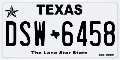 TX license plate DSW6458