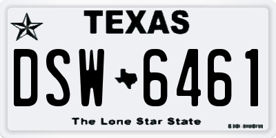 TX license plate DSW6461