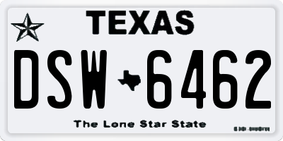 TX license plate DSW6462