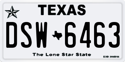 TX license plate DSW6463