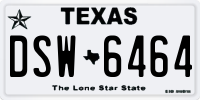 TX license plate DSW6464