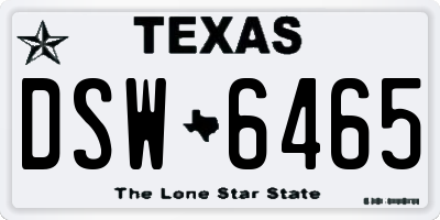 TX license plate DSW6465