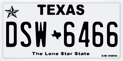 TX license plate DSW6466