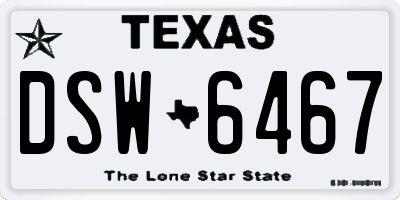 TX license plate DSW6467