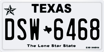 TX license plate DSW6468