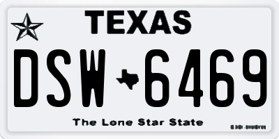 TX license plate DSW6469