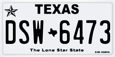 TX license plate DSW6473