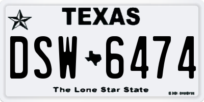 TX license plate DSW6474