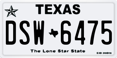 TX license plate DSW6475