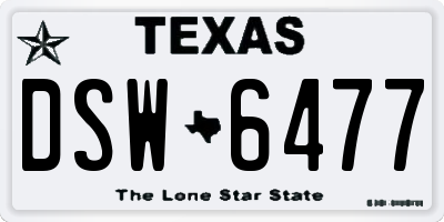 TX license plate DSW6477