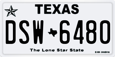 TX license plate DSW6480