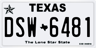 TX license plate DSW6481