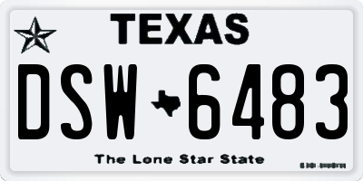 TX license plate DSW6483