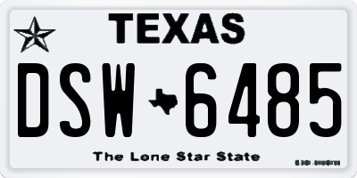 TX license plate DSW6485