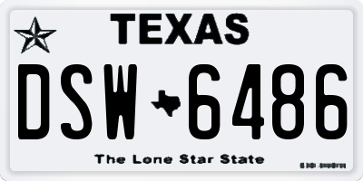 TX license plate DSW6486