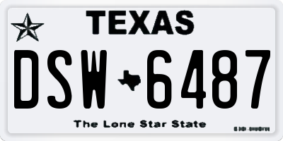 TX license plate DSW6487
