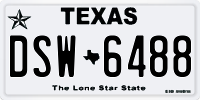 TX license plate DSW6488