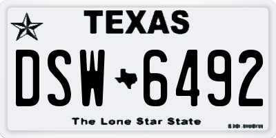 TX license plate DSW6492