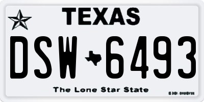 TX license plate DSW6493