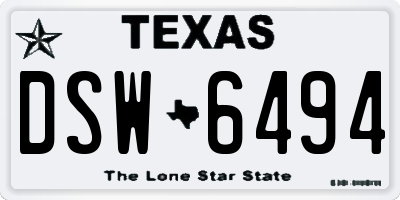 TX license plate DSW6494
