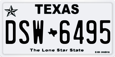 TX license plate DSW6495